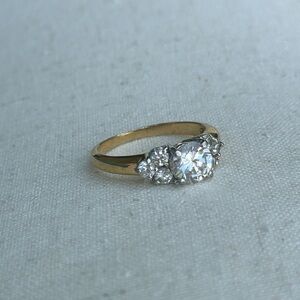 Vintage EDCO faux diamond gold plated ring - Size 9.5